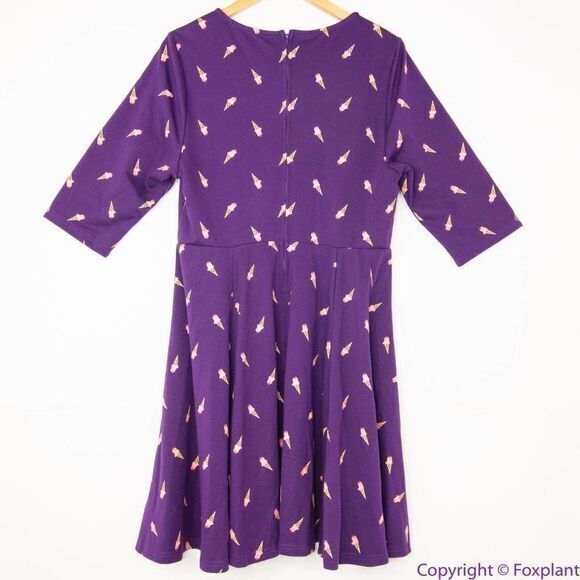 Unique Vintage Gwynnie Bee Purple Ice Cream Cone Fit And Flare Dress, 0XL - Picture 7 of 16
